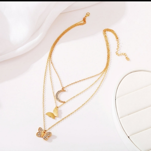 butterfly moon layered necklace - Picture 3 of 6